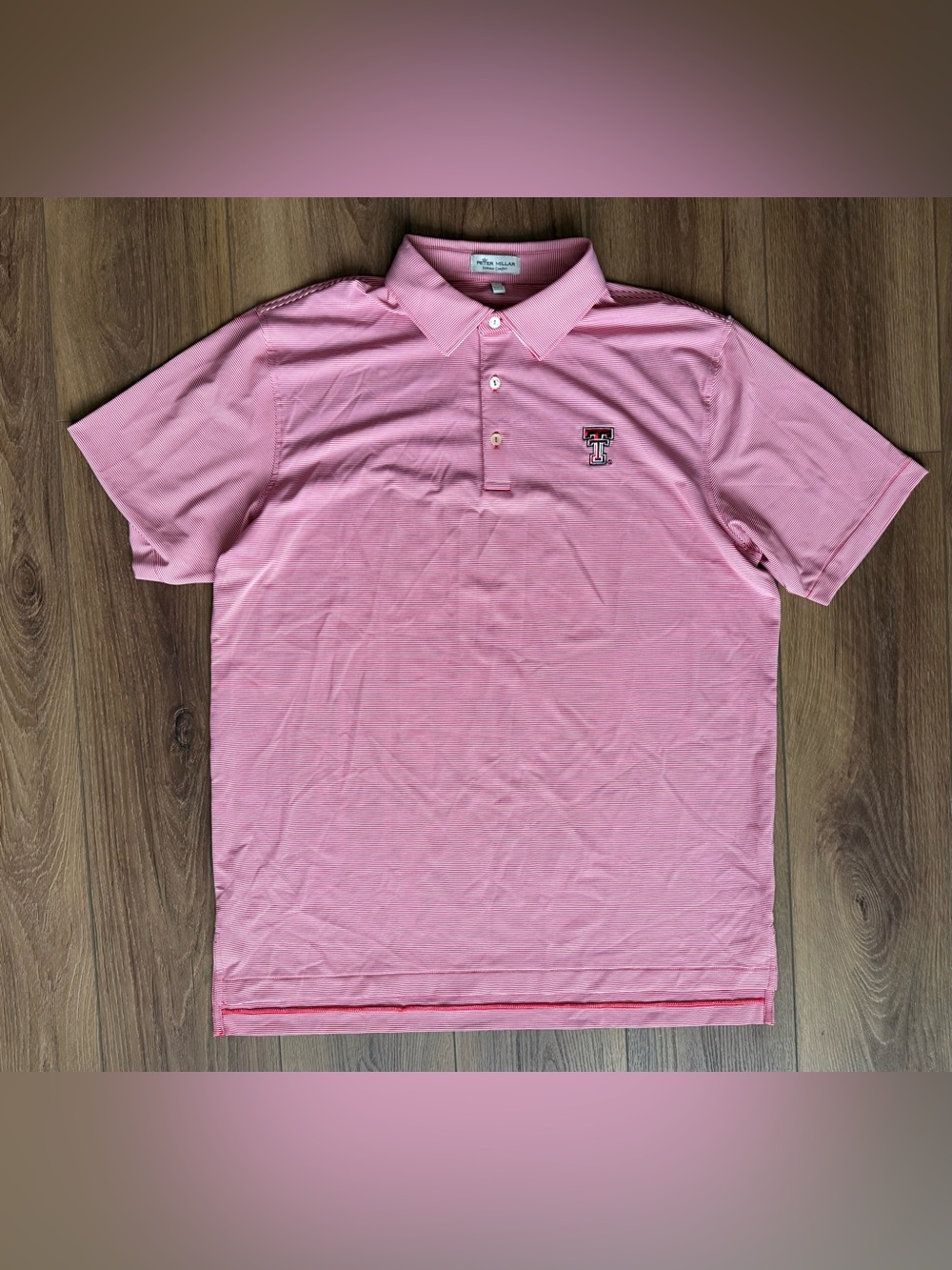 Peter Millar Summer Comfort Texas Tech Logo Red Jubilee Polo Men's L Golf